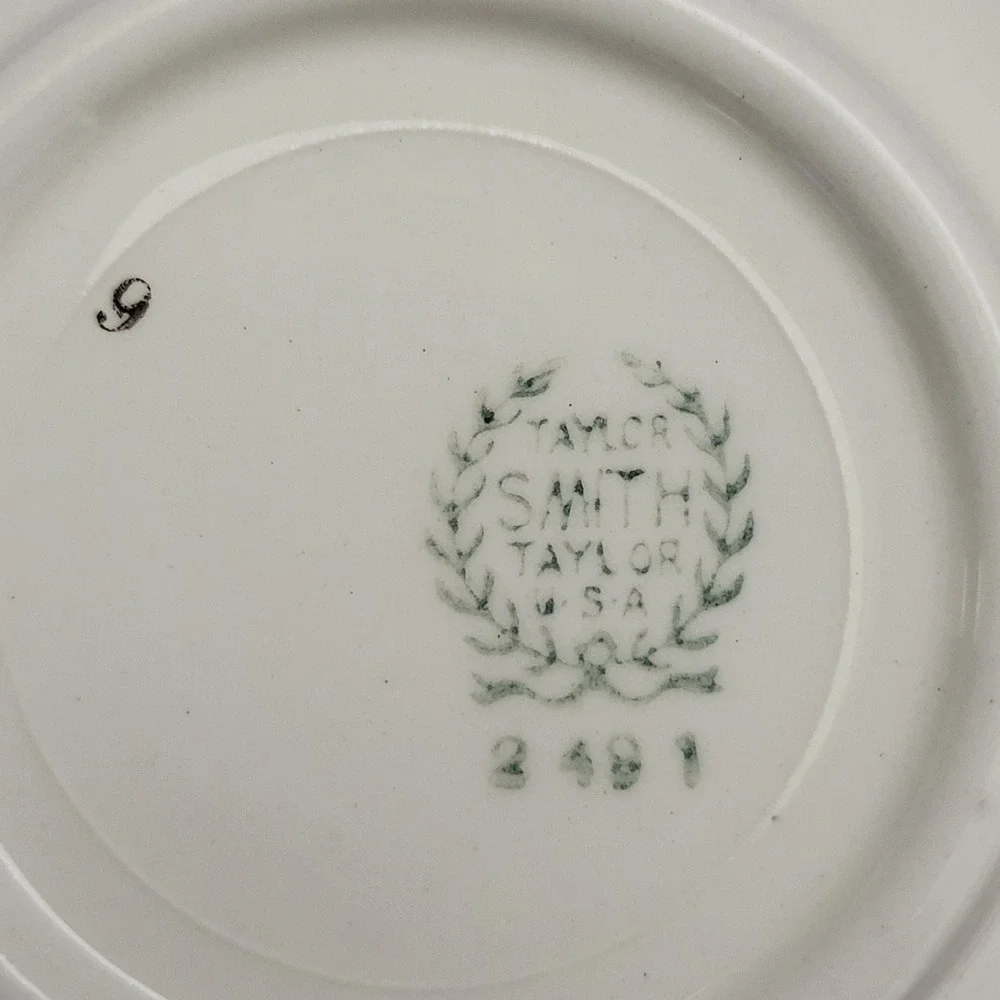 VTG Taylor Smith Taylor Cream Silver Trim‎ Fruit/Dessert Bowl USA 2 49 1